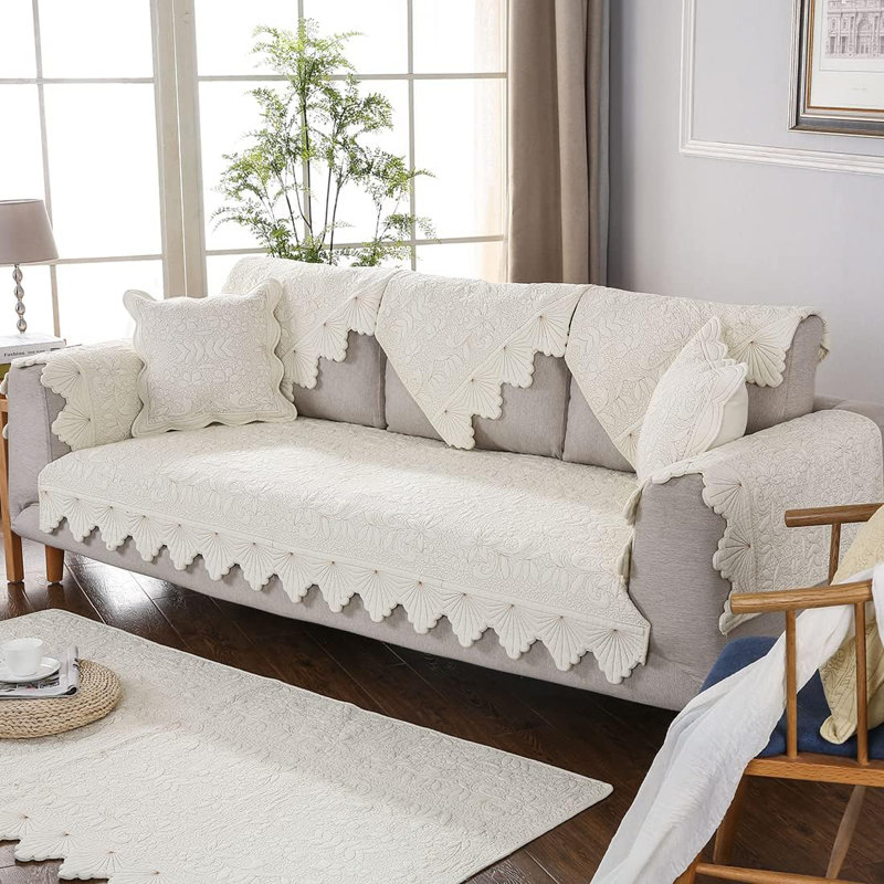 Ophelia & Co. Cotton Embroidery Couch Sofa Cover | Wayfair